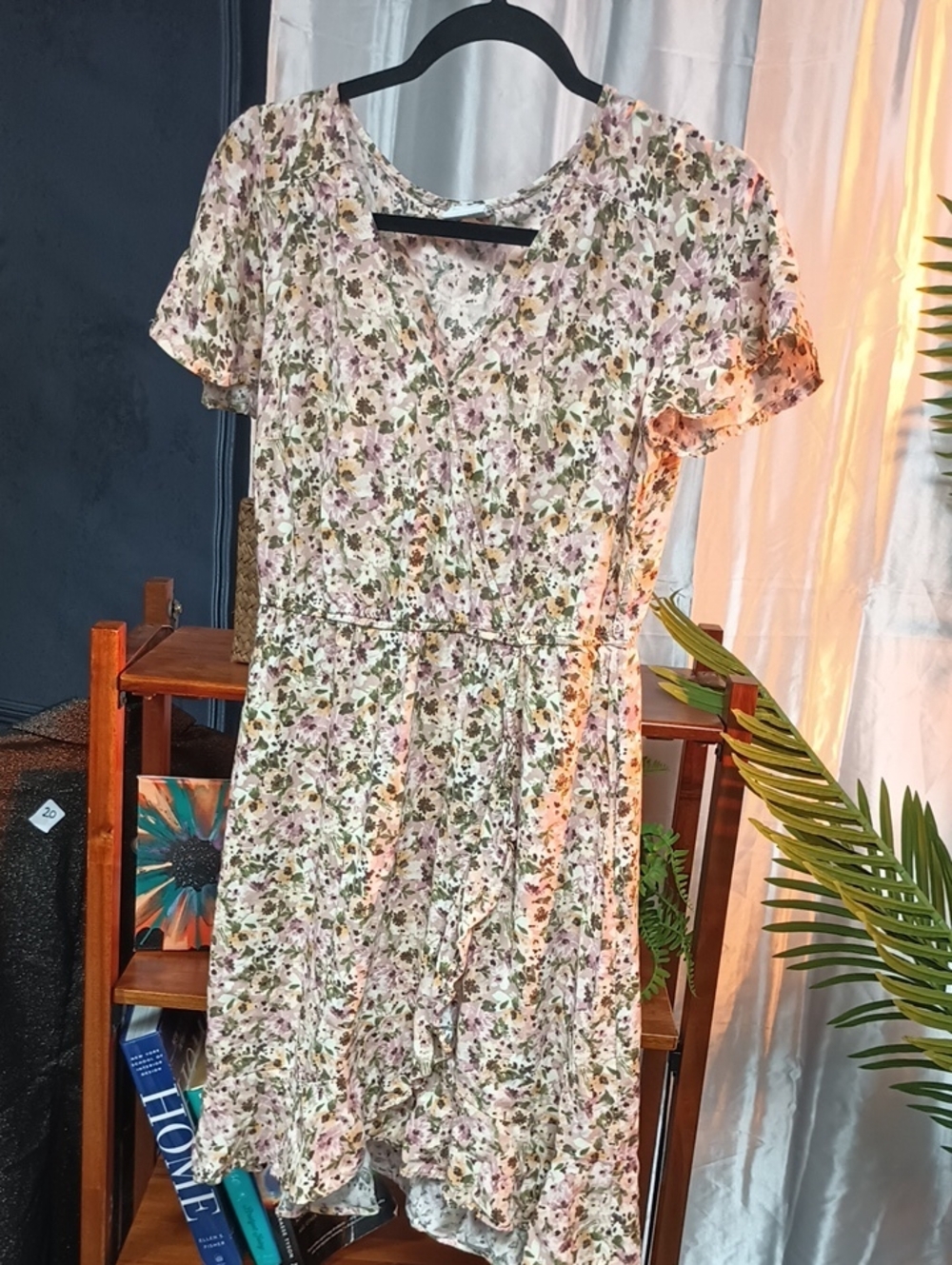 Floral Pink Short Sleeve V-Neck Summer Dress